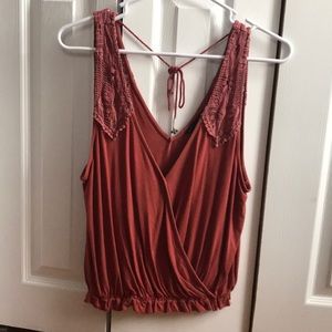 Burnt Orange V Neck Tank Top